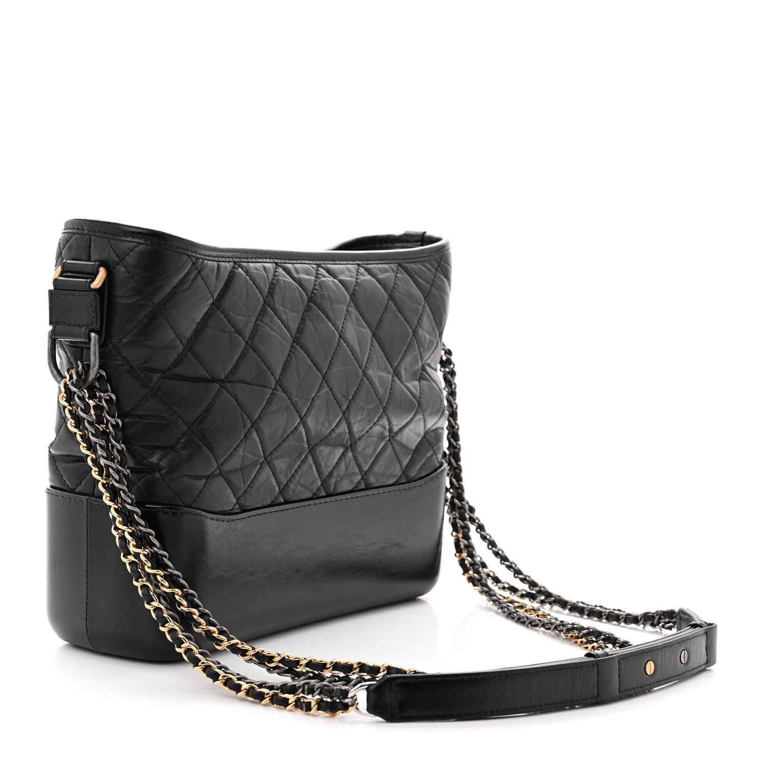 Chanel Aged Calfskin Quilted Medium Gabrielle Hobo Black 3 of 12