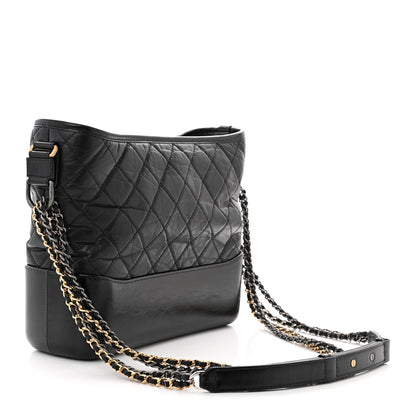 Chanel Aged Calfskin Quilted Medium Gabrielle Hobo Black 3 of 12