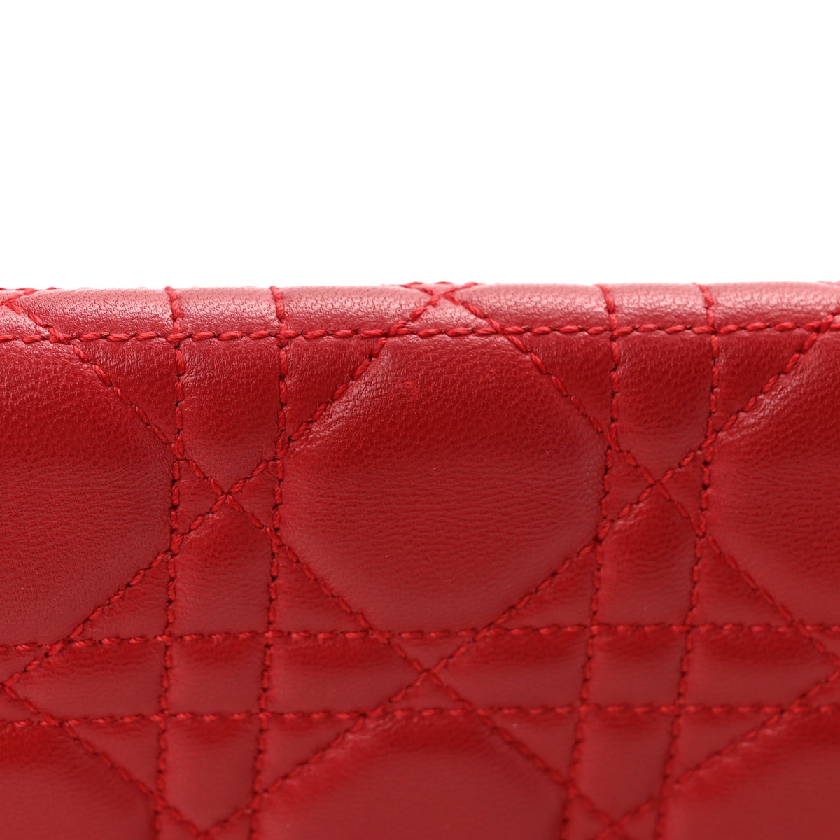 Christian Dior Lambskin Cannage Rendezvous Chain Wallet Red 13 of 13