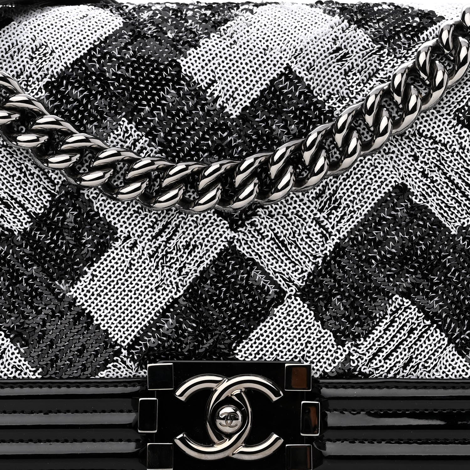 Chanel Patent Iridescent Calfskin Sequin Medium Boy Flap Bag Black 7 of 11