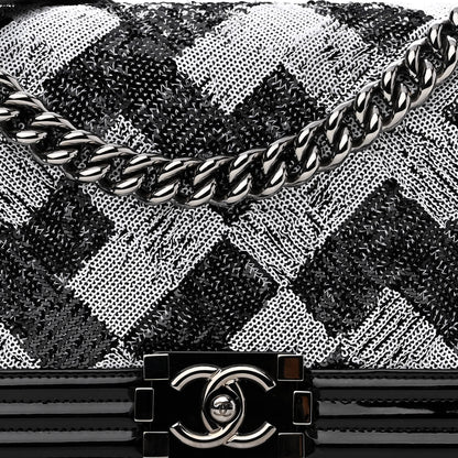 Chanel Patent Iridescent Calfskin Sequin Medium Boy Flap Bag Black 7 of 11