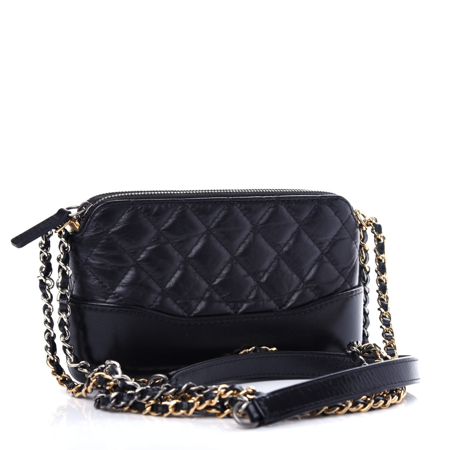 Aged Calfskin Quilted Small Gabrielle Clutch With Chain Black