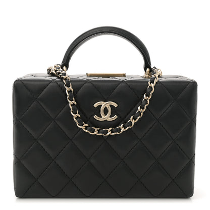 Chanel Lambskin Quilted Small CC Top Handle Box Bag Black 1 of 12