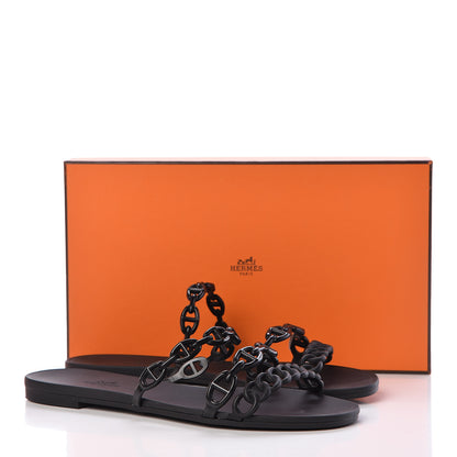 Hermes Rubber Chaine d'Ancre Rivage Sandals 37 Black 9 of 9