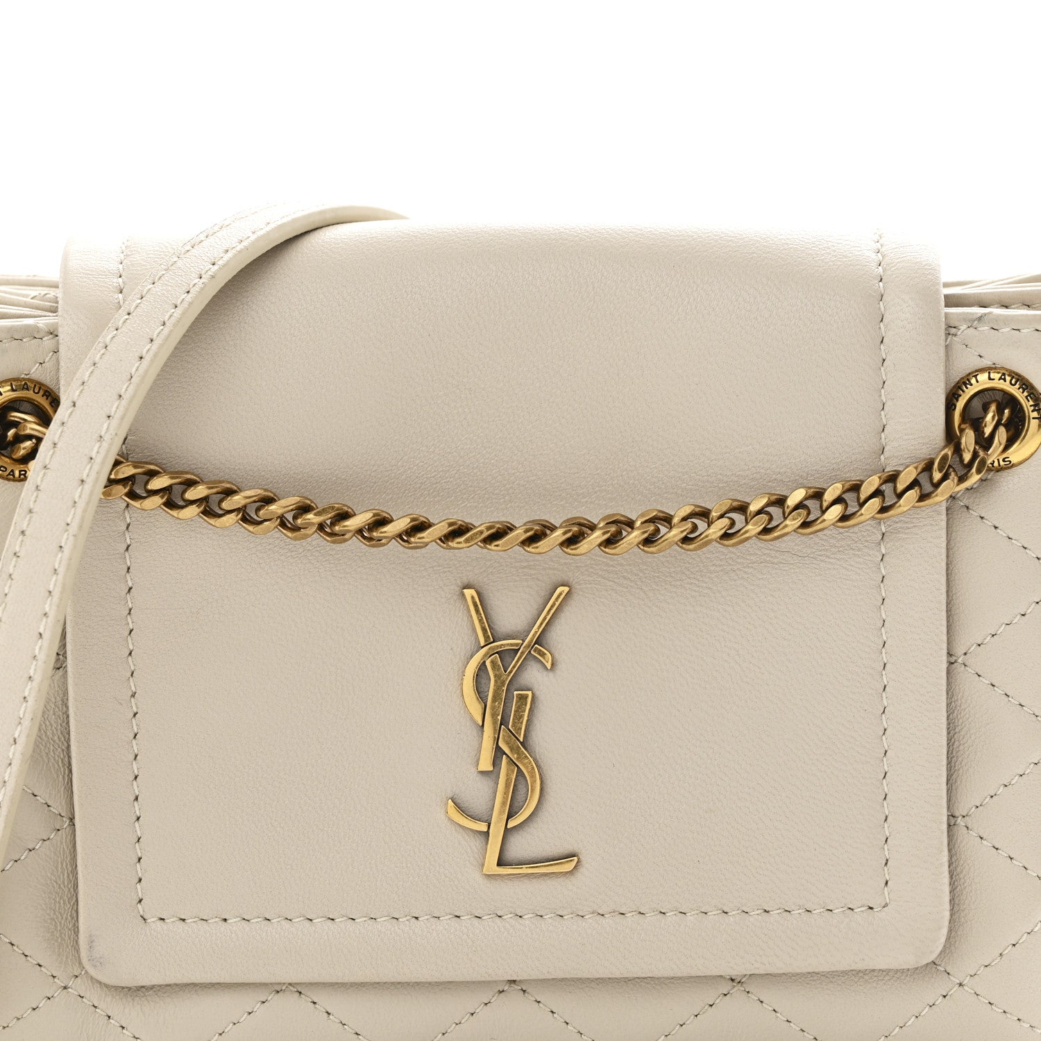 Saint Laurent Lambskin Quilted Monogram Mini Nolita Crema Soft 8 of 10