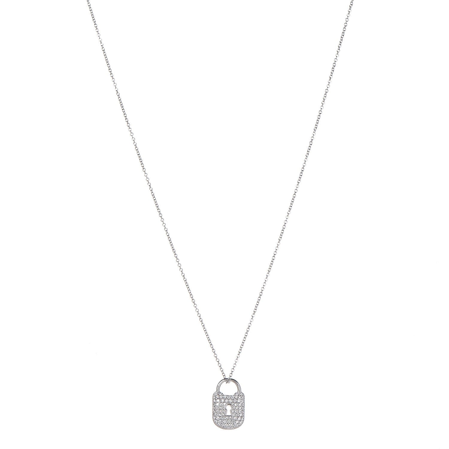 Tiffany Platinum Diamond Small Vintage Lock Pendant Necklace 1 of 7