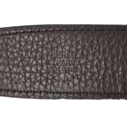 Hermes Box Togo Smile H Belt 80 Black Chocolate 4 of 6