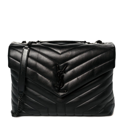 Saint Laurent Calfskin Y Quilted Monogram Monochrome Medium Loulou Chain Satchel Black Black 1 of 11
