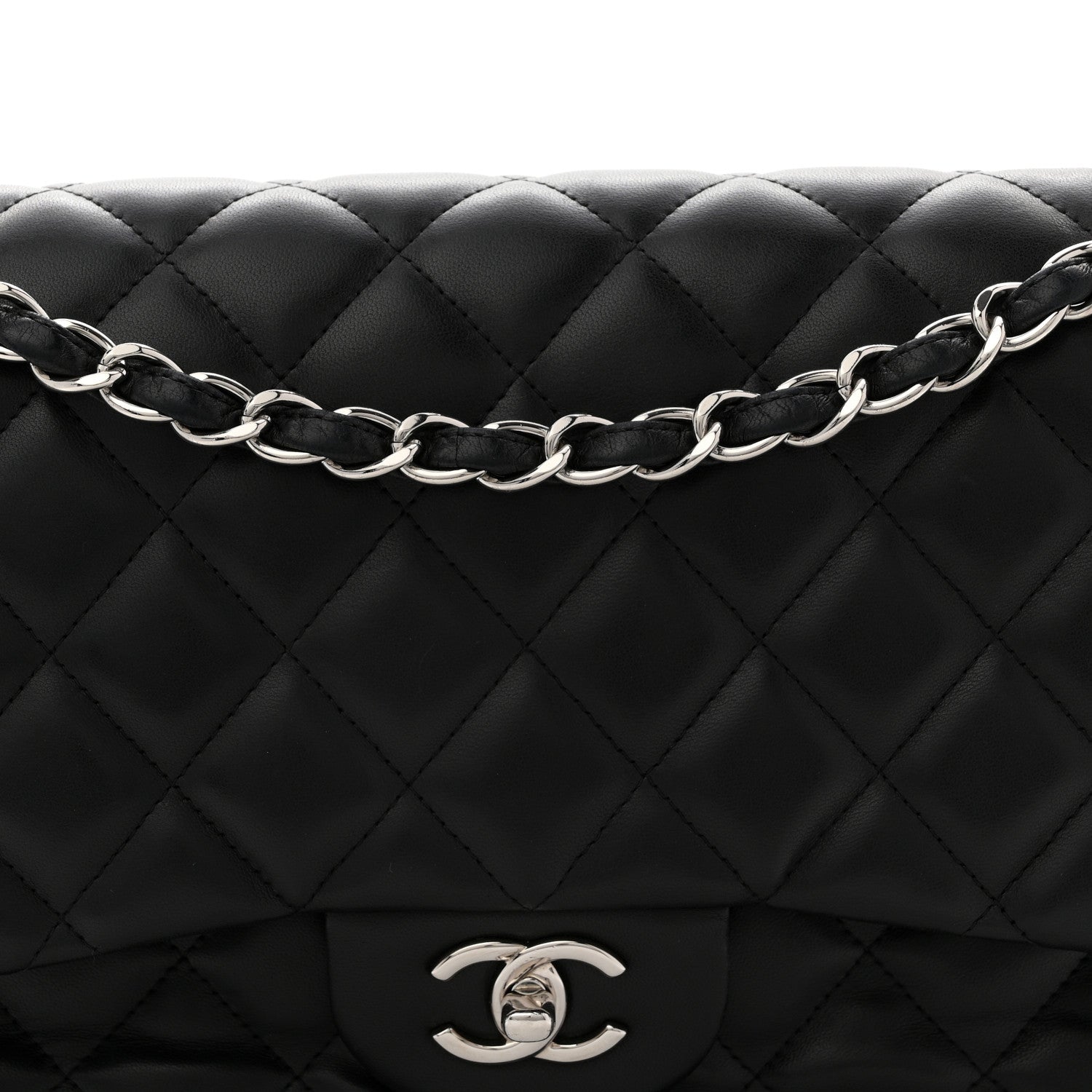 Chanel Lambskin Quilted Jumbo Double Flap Black 8 of 11