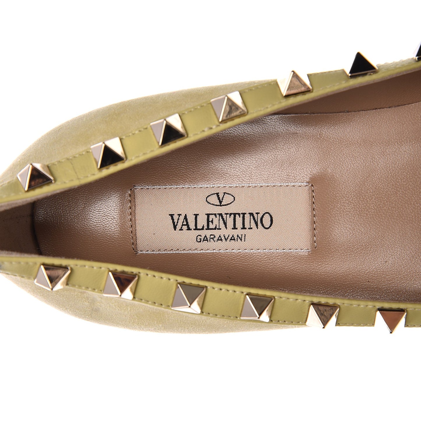 Suede Rockstud Ballerina Flats 37 Light Yellow