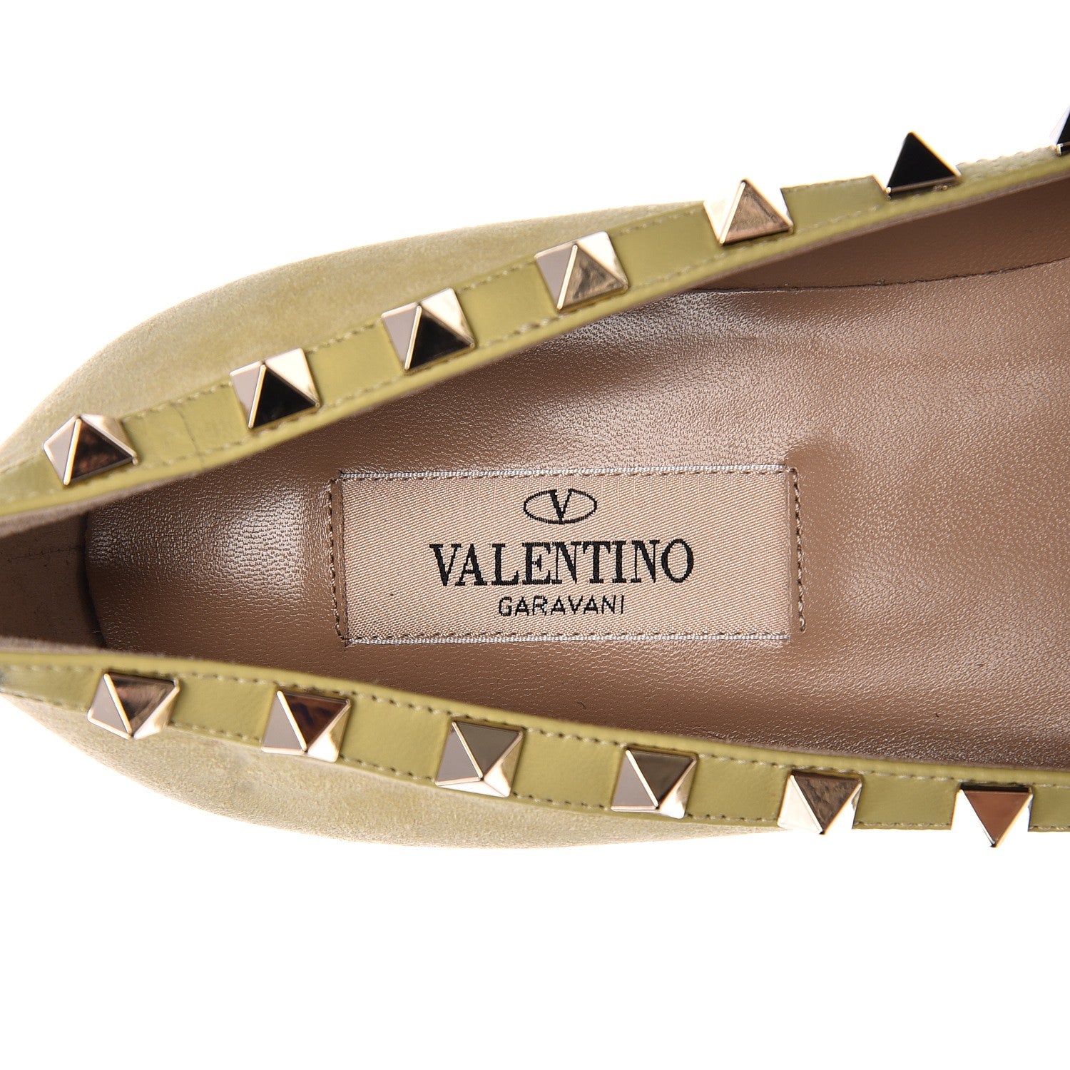 Valentino Garavani Suede Rockstud Ballerina Flats 37 Light Yellow 6 of 10