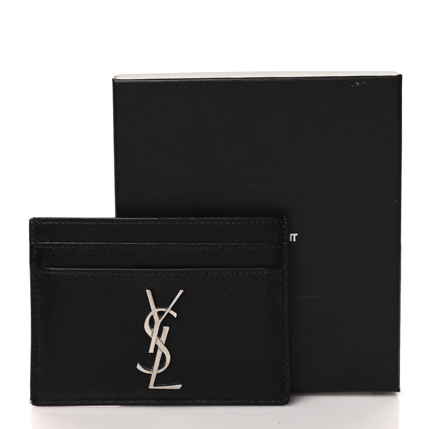 Calfskin Monogram Credit Card Case Black