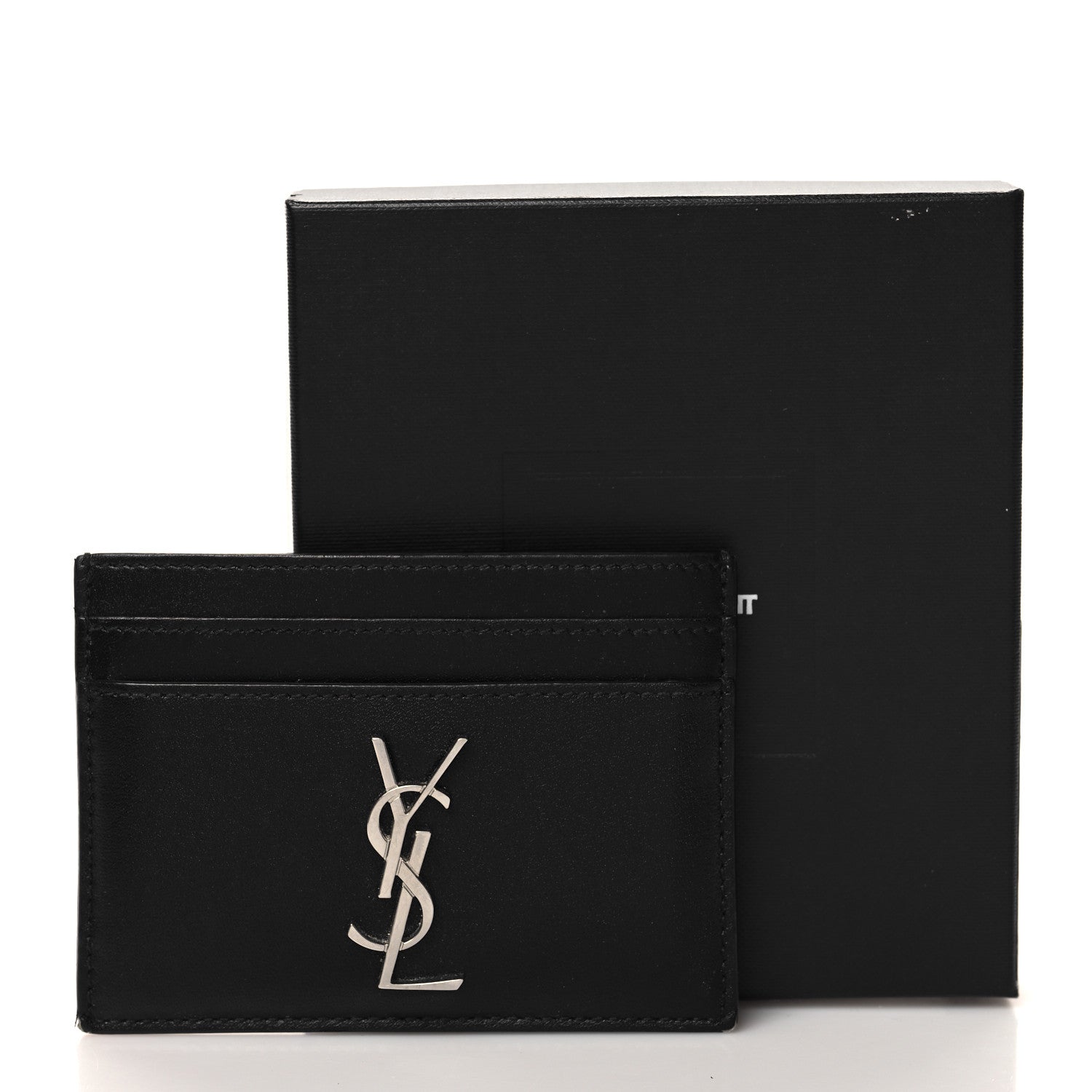 Saint Laurent Calfskin Monogram Credit Card Case Black 10 of 10