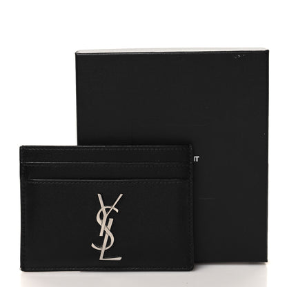 Saint Laurent Calfskin Monogram Credit Card Case Black 10 of 10