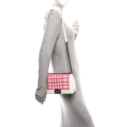 Chanel Patent Tweed Medium Boy Flap White 2 of 12
