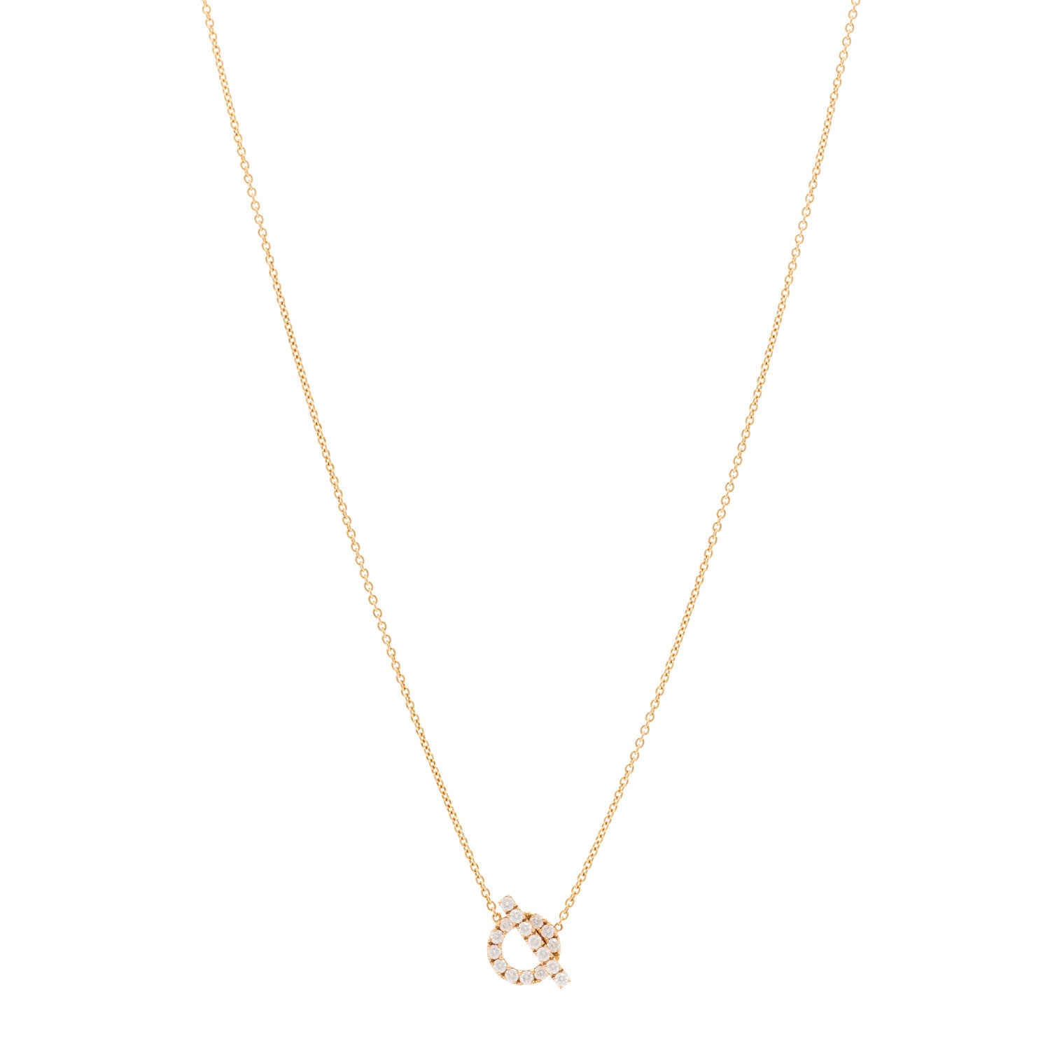 Hermes 18K Rose Gold Diamond Finesse Pendant Necklace 1 of 6