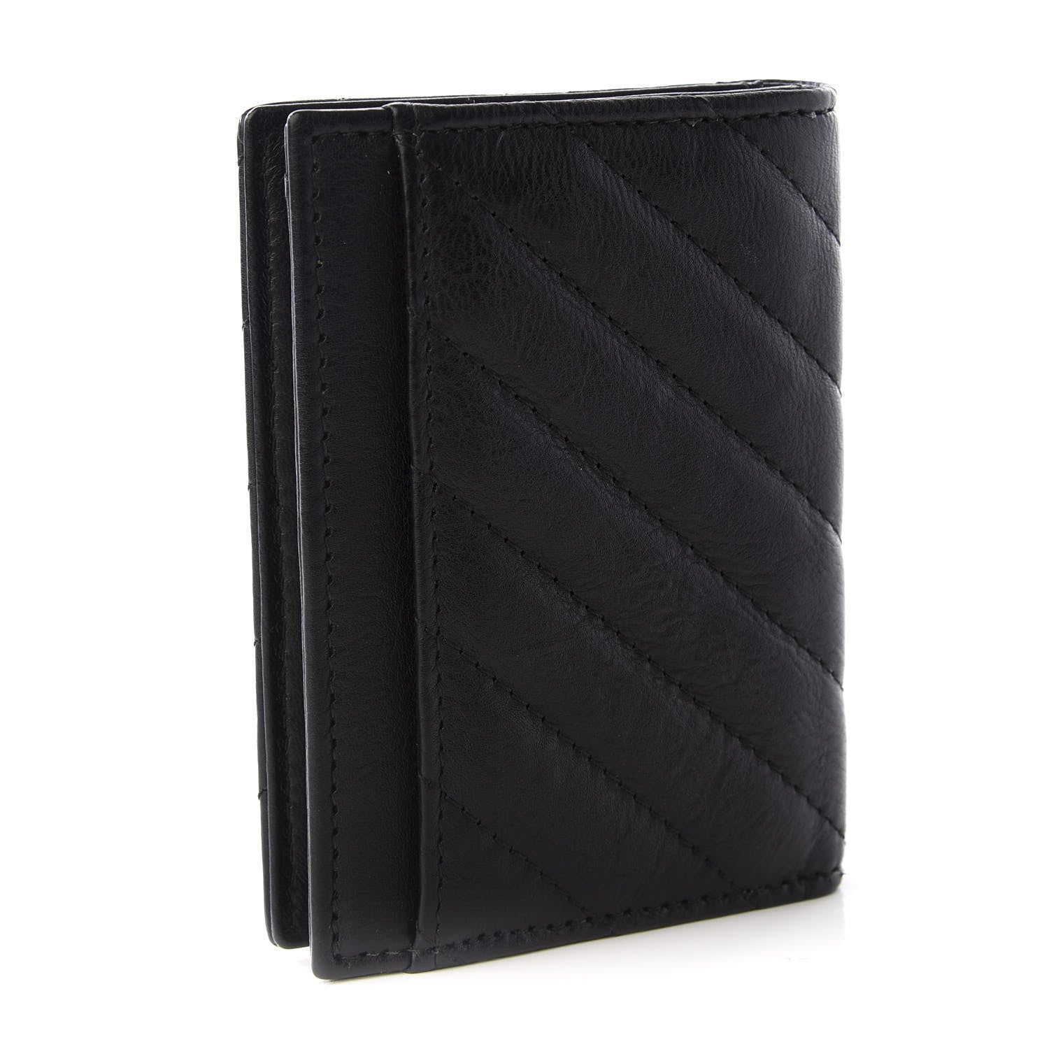 Chanel Sheepskin Chevron Card Holder Wallet Black 2 of 6