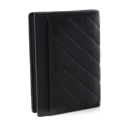 Chanel Sheepskin Chevron Card Holder Wallet Black 2 of 6