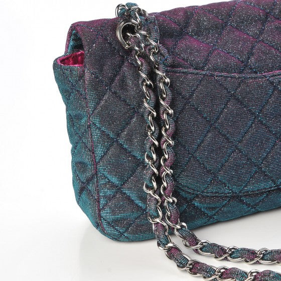 Chanel Iridescent Glitter Fabric Jumbo Single Flap Multicolor 9 of 9