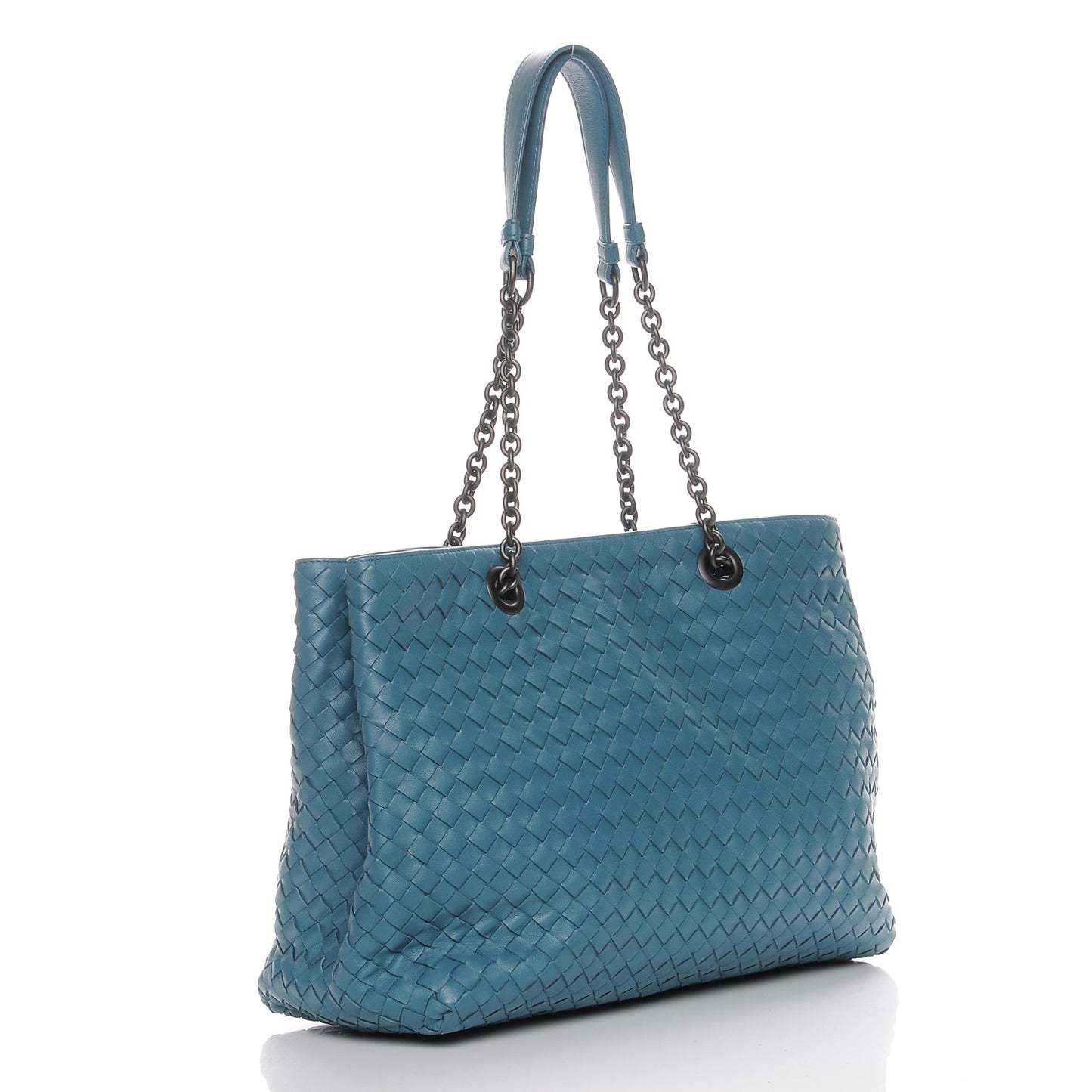 Nappa Intrecciato Medium Tote Storm Blue