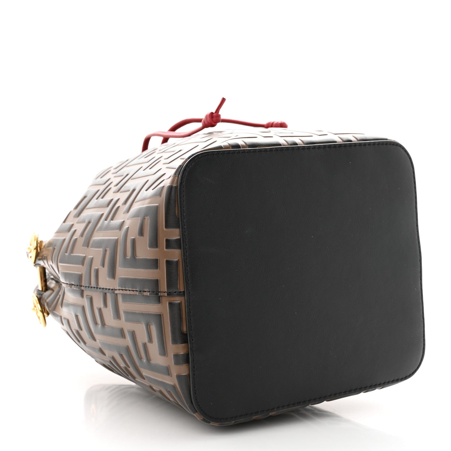 Vitello Grace F is Fendi Bi-Color FF 1974 Embossed Grande Mon Tresor Bucket Bag Maya Black Fragola