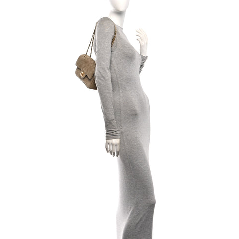 Suede Calfskin Mini Souplissimo Maxi Flap Dark Beige