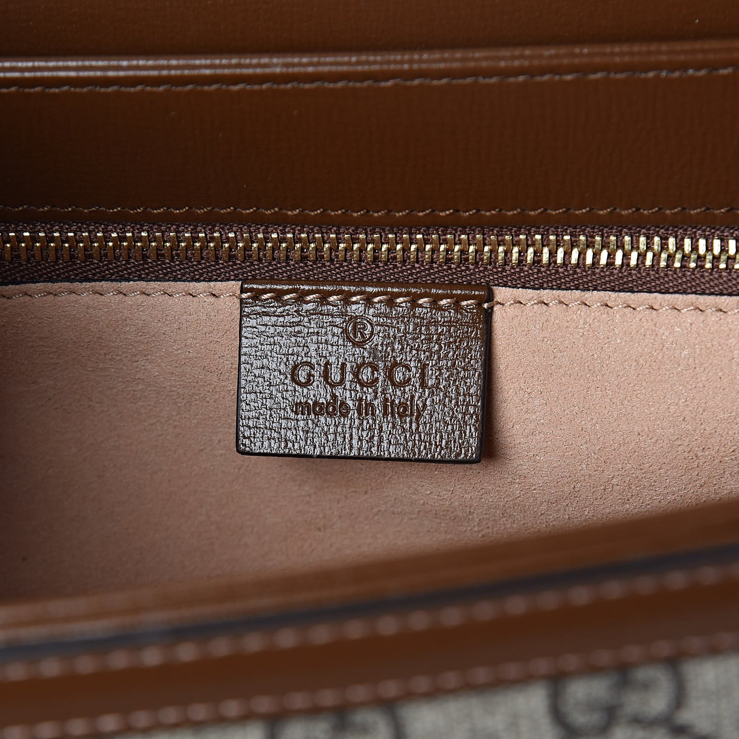GG Supreme Monogram Horsebit 1955 Shoulder Bag Beige Brown Sugar