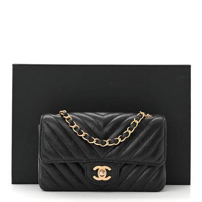 Chanel Iridescent Calfskin Chevron Quilted Mini Rectangular Flap Black 12 of 13