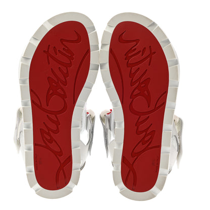 Christian Louboutin Calfskin Velcrissimo Flat Sandals 36.5 Blanco Silver 8 of 9