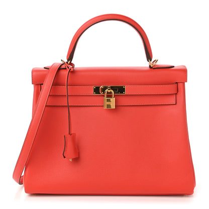 Hermes Evercolor Verso Kelly Retourne 32 Capucine Rouge H 1 of 12