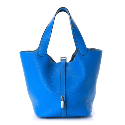 Hermes Taurillon Clemence Picotin Lock 22 MM Bleu Hydra 1 of 10