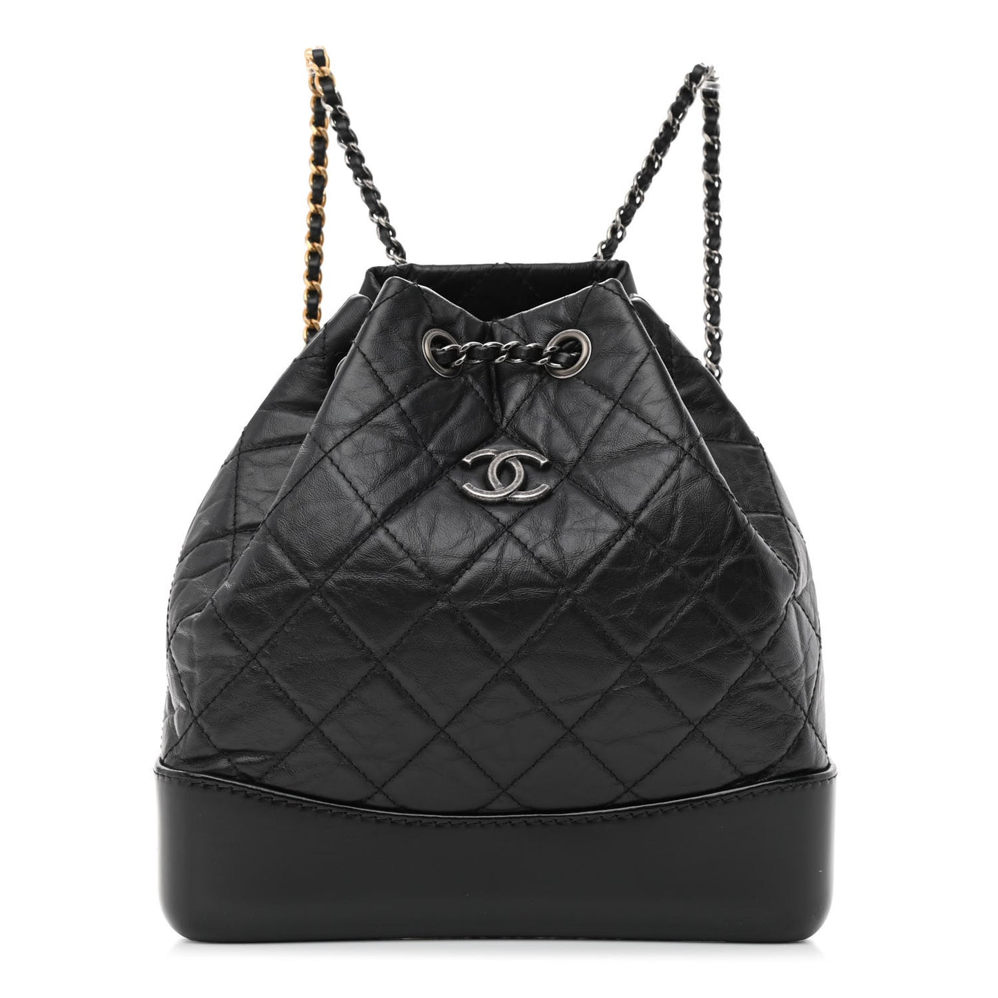 Aged Calfskin Quilted Small Gabrielle Backpack Black