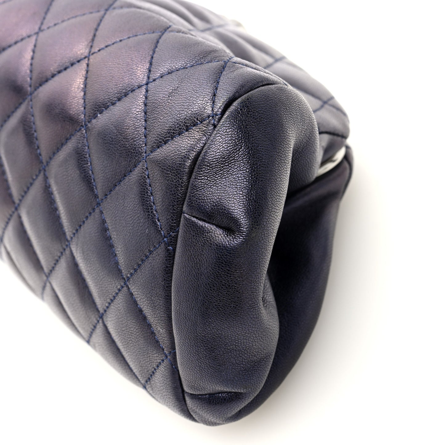 Metallic Lambskin Quilted Timeless Clutch  Blue