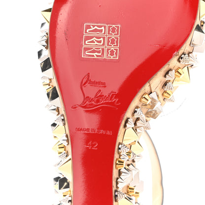Christian Louboutin Calfskin Lame Cork Almericca 120 Studded Wedge Sandals 42 Silver 8 of 12