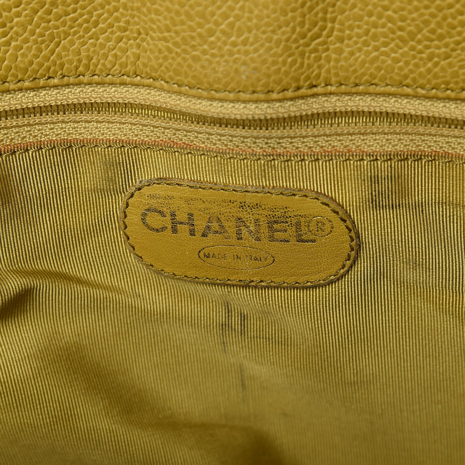 Chanel Caviar Large CC Shoulder Bag Chartreuse 9 of 17