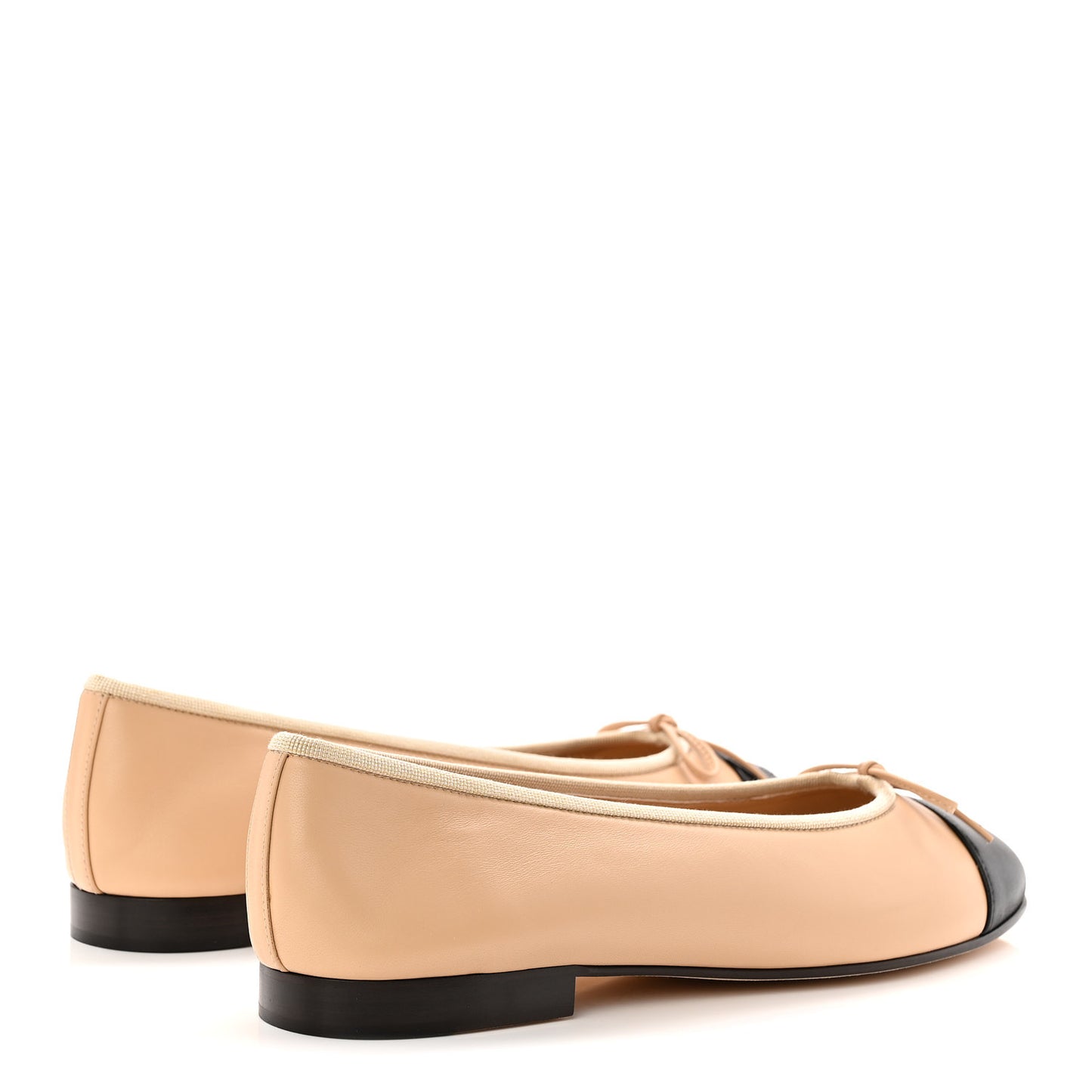 Lambskin Cap Toe CC Ballerina Flats 39.5 Beige Black
