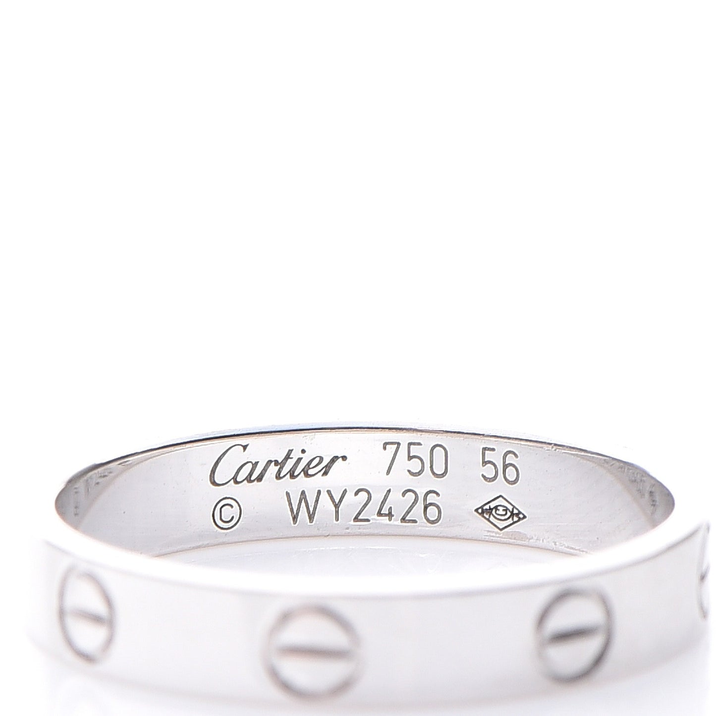18K White Gold 4mm LOVE Wedding Band Ring 56 7.5