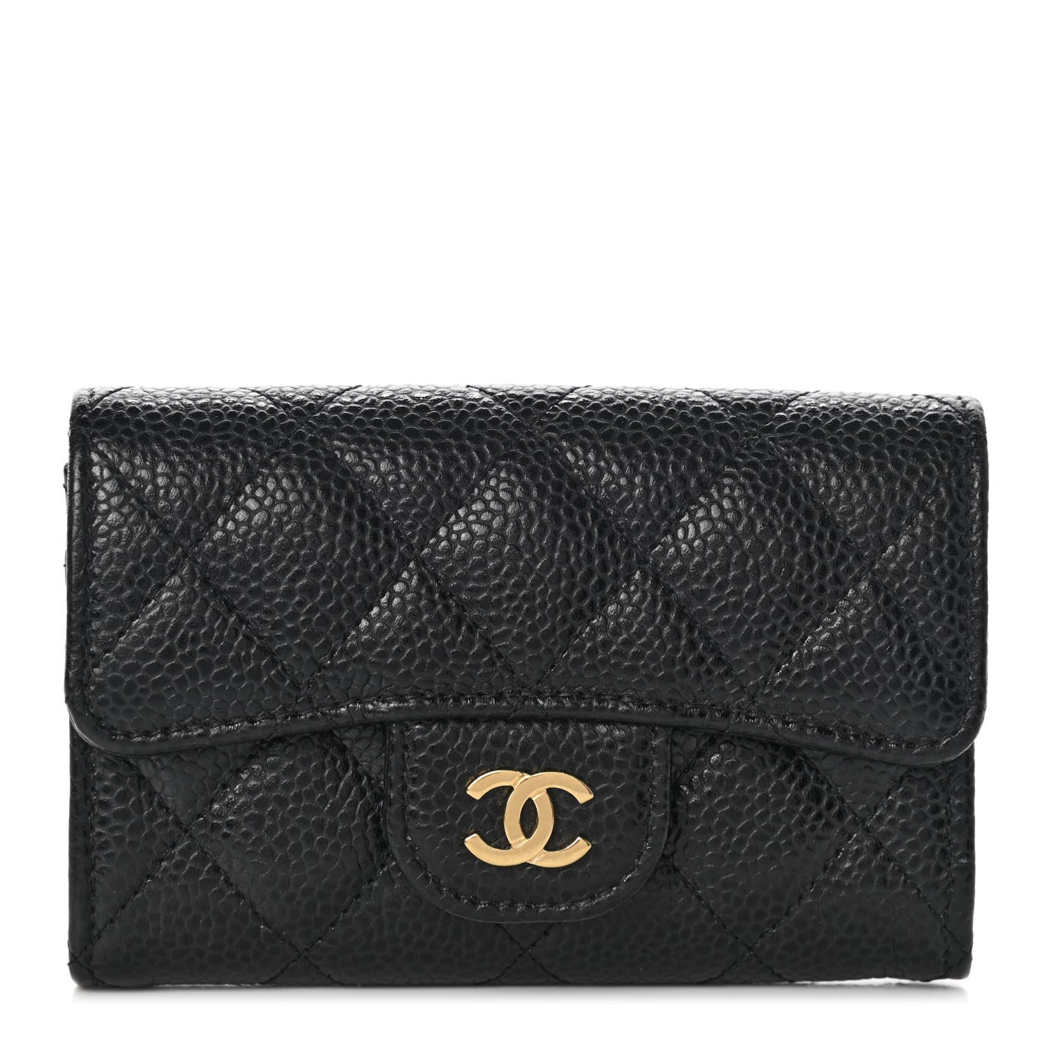 Chanel Caviar Quilted Flap Card Holder Wallet Black 1 of 8