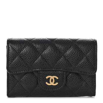 Chanel Caviar Quilted Flap Card Holder Wallet Black 1 of 8