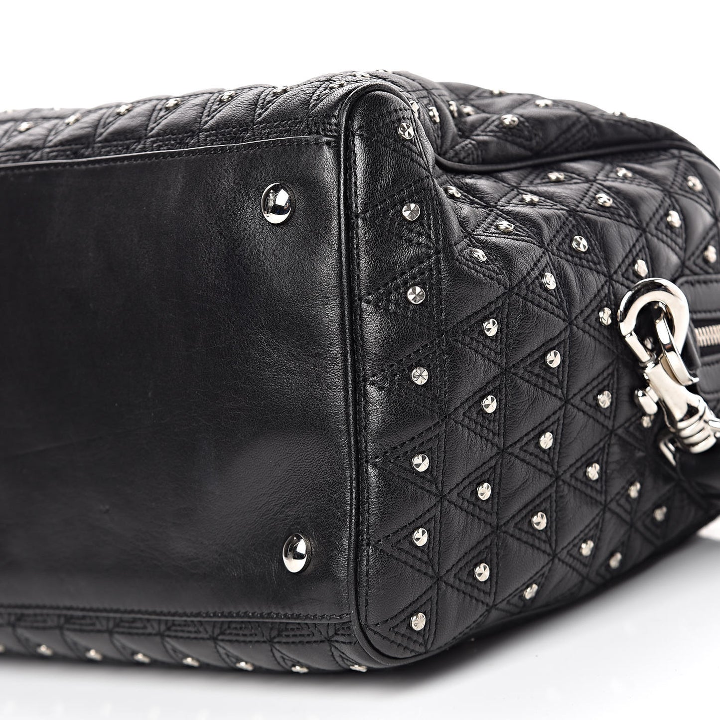 Nappa Trapuntata Triangle Quilted Studded Duffle Black