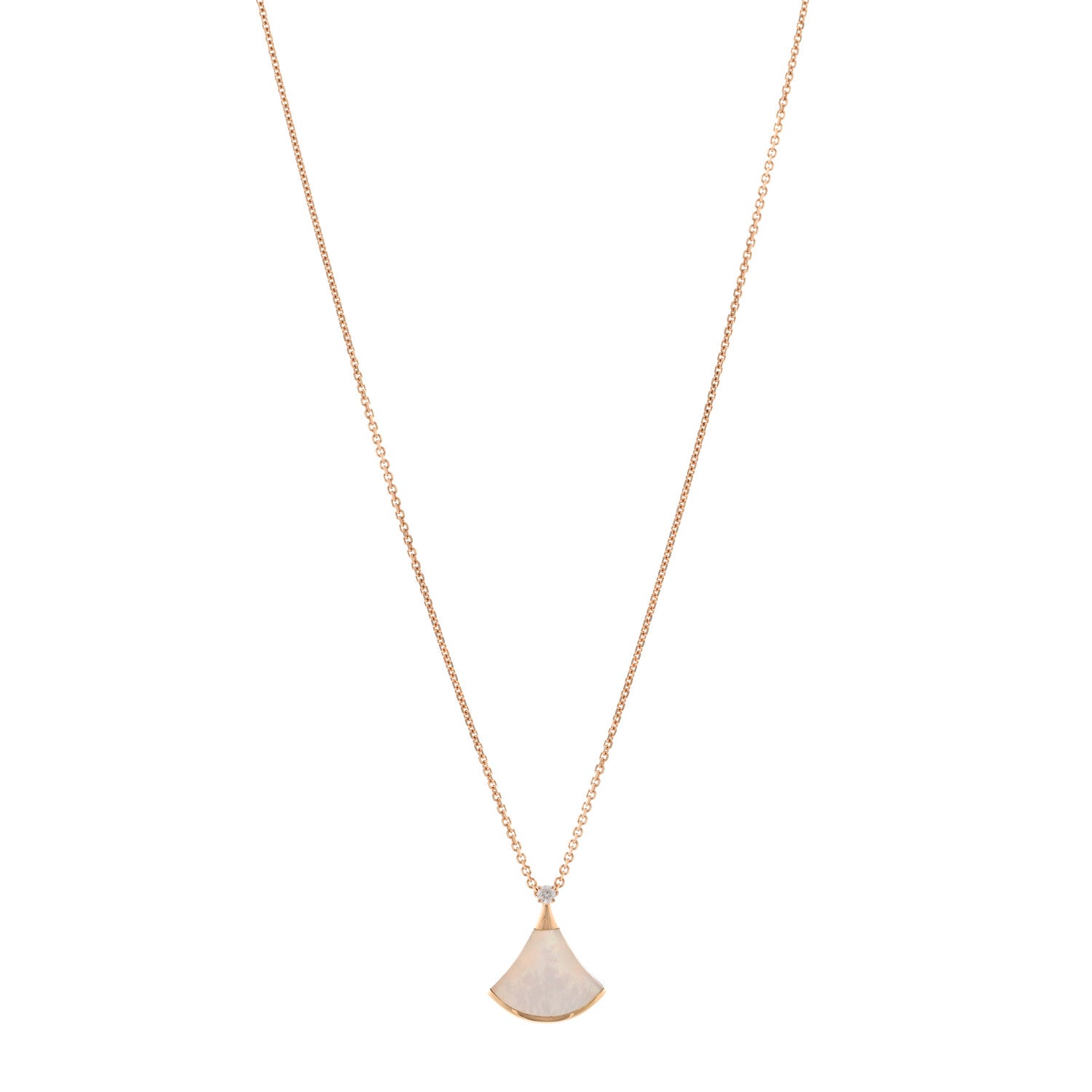 Bulgari 18K Rose Gold Diamond Mother of Pearl Small Divas' Dream Pendant Necklace 1 of 5