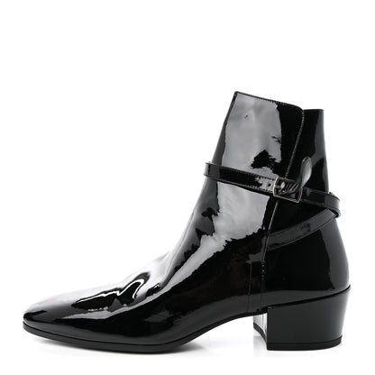Saint Laurent Patent Clementi Ankle Zip Boot 39 Black 1 of 21