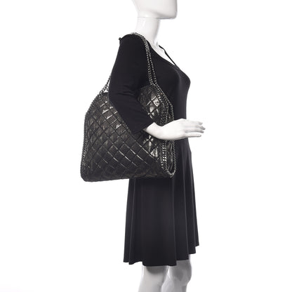 Stella McCartney Metallic Quilted Small Falabella Tote Black 2 of 9