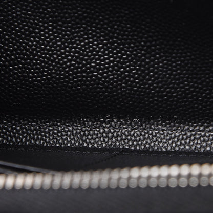 Saint Laurent Grain De Poudre Matelasse Chevron Monogram Zip Around Wallet Black 7 of 8