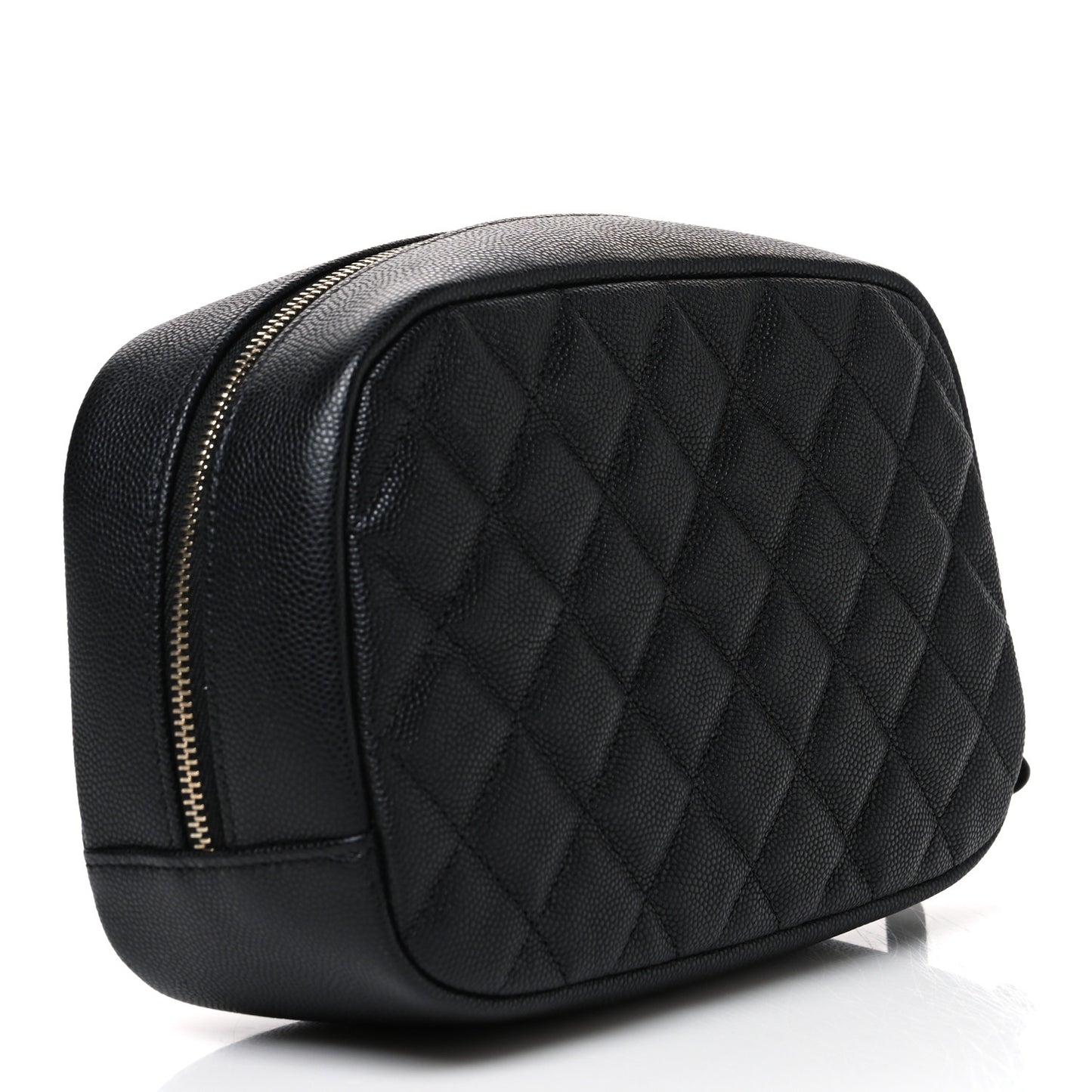 Caviar Quilted Medium Curvy Pouch Cosmetic Case Black