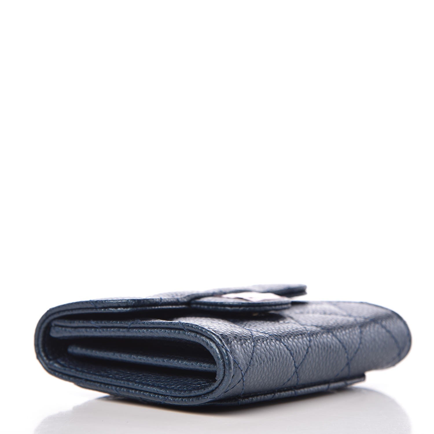 Chanel Metallic Caviar Quilted Flap Card Holder Wallet Dark Blue 4 of 9