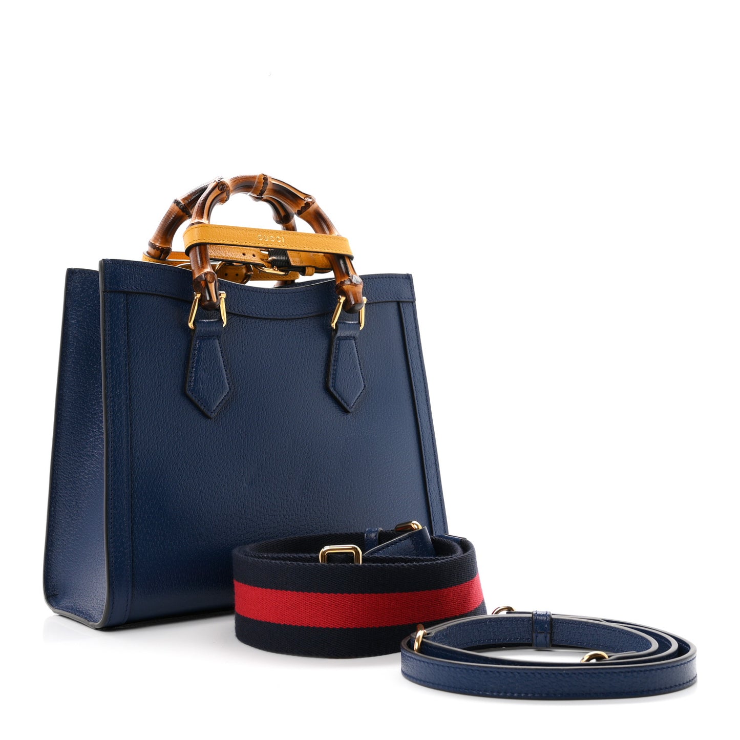 Textured Dollar Calfskin Web Small Diana Tote Bag Royal Crop