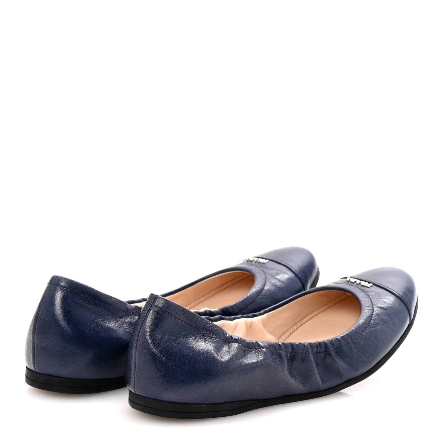 Prada Vitello Shine Logo Ballet Flats 36 Denim 5 of 9