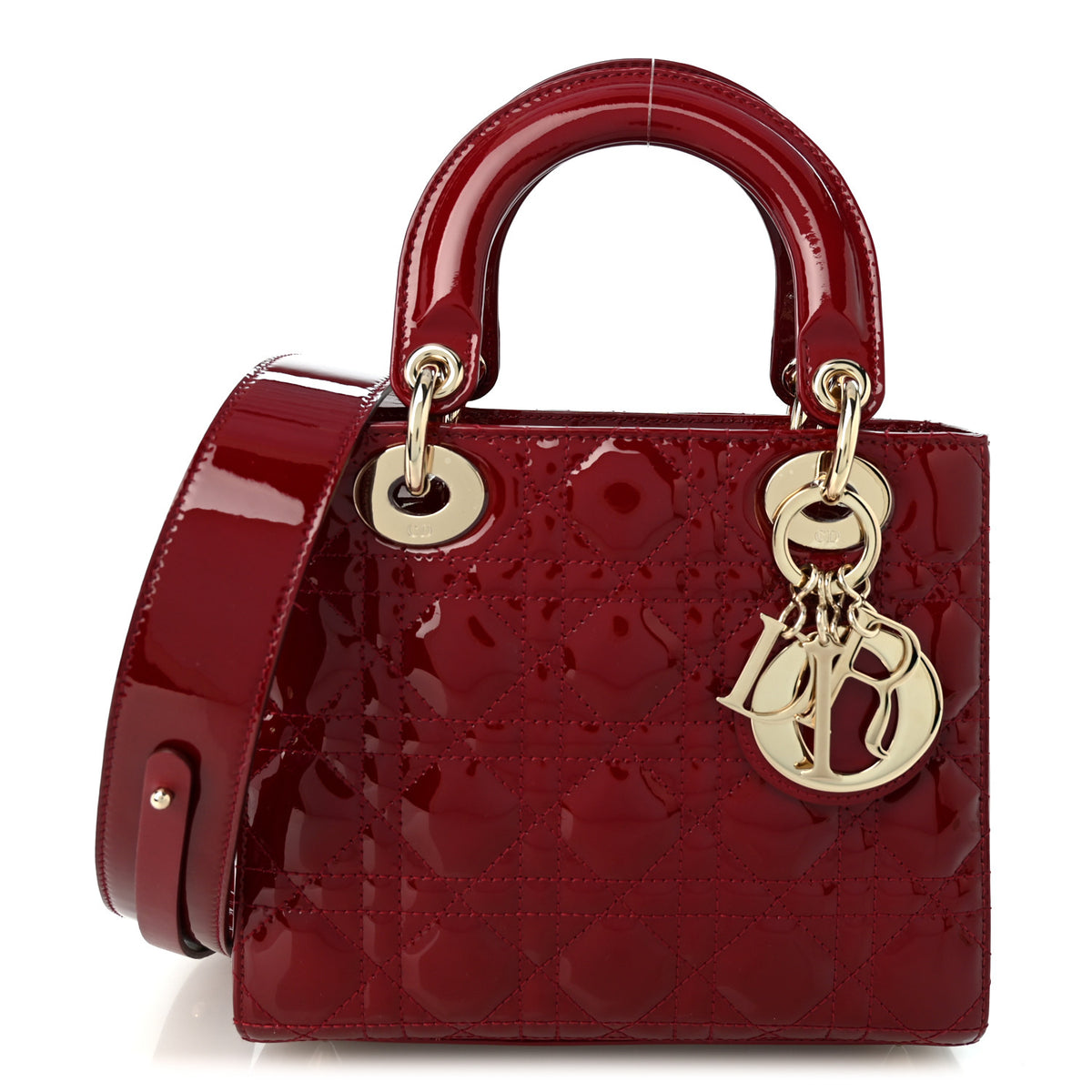 Patent Cannage Small My ABCDior Lady Dior Cherry Red