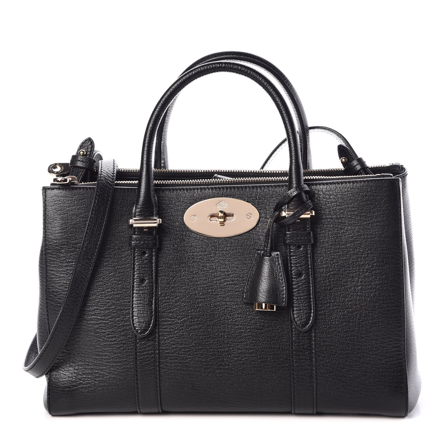 Mulberry Shiny Goatskin Small Bayswater Double Zip Tote Black 1 of 8